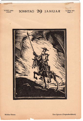 Klemm, Walther Don Quixote Original-Holzschnitt 1922